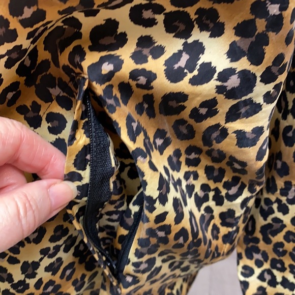 Nicole Miller Silk Cheetah Zipper Neckline Blouse - Picture 3 of 8